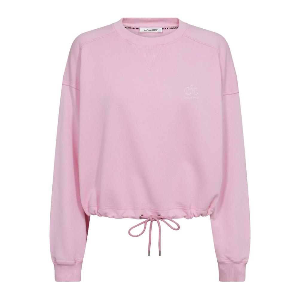 Co'Couture Bubblegum Crop Tie Sweatshirt Pink Dames