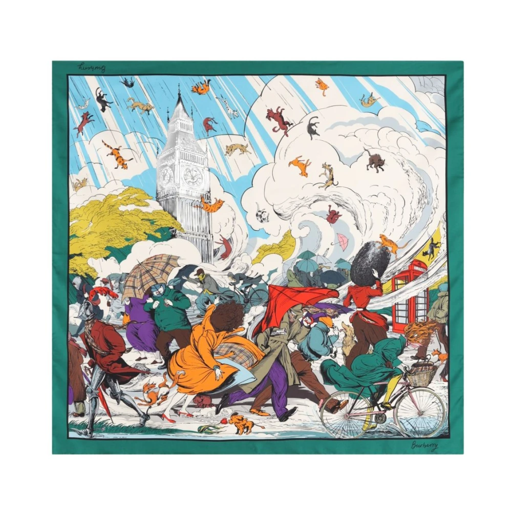 Burberry Women's Multicolor Silk Scarves, One Size, Printed Silk Foulard