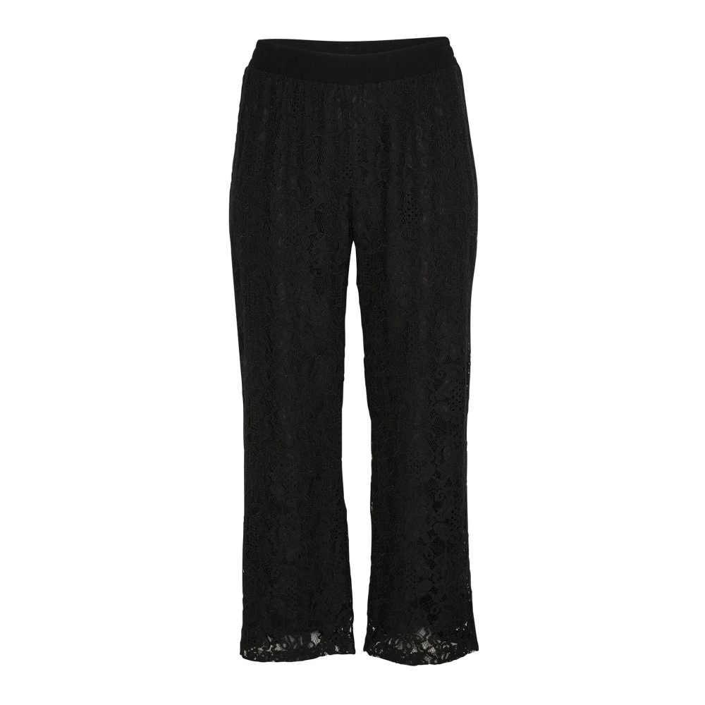 Kaffe Curve Zwart Diep Kant Wijde Pijp Broek Black Dames