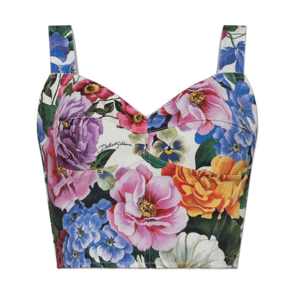 Dolce & Gabbana Women's Multicolor Sleeveless Tops,, Floral Motif Top Small