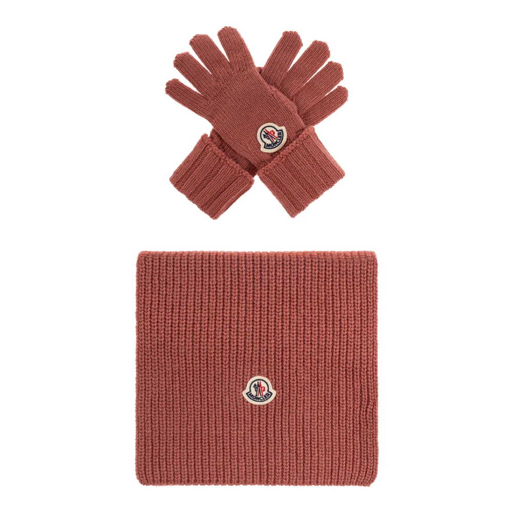Moncler Unisex Kids Pink Mittens, L, Set: Scarf And Gloves