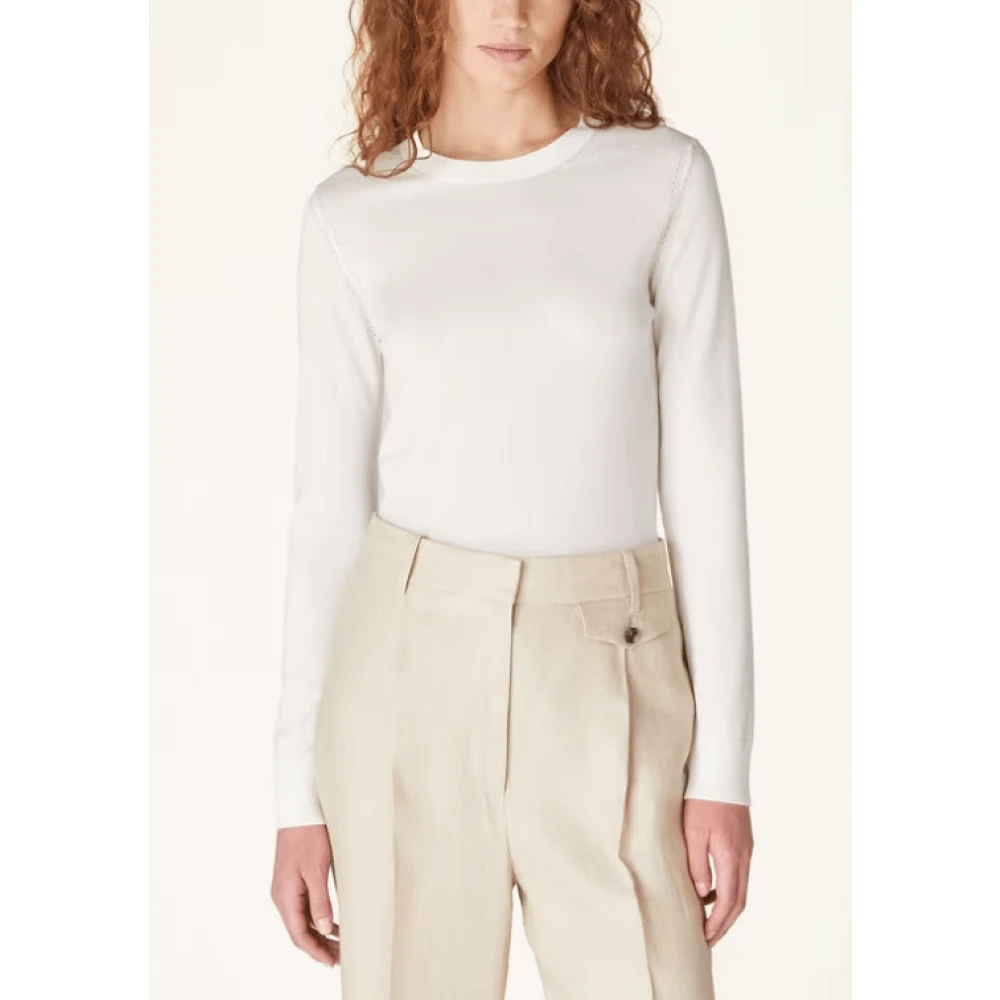 Loro Piana Round-neck Knitwear White Dames