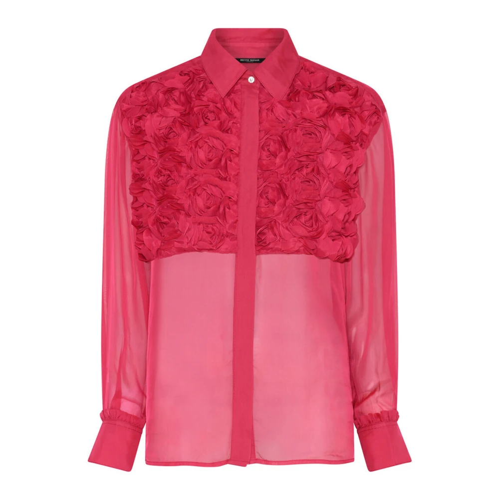 Bruuns Bazaar Rode Chiffonbbasta Shirt met Rozen Red Dames