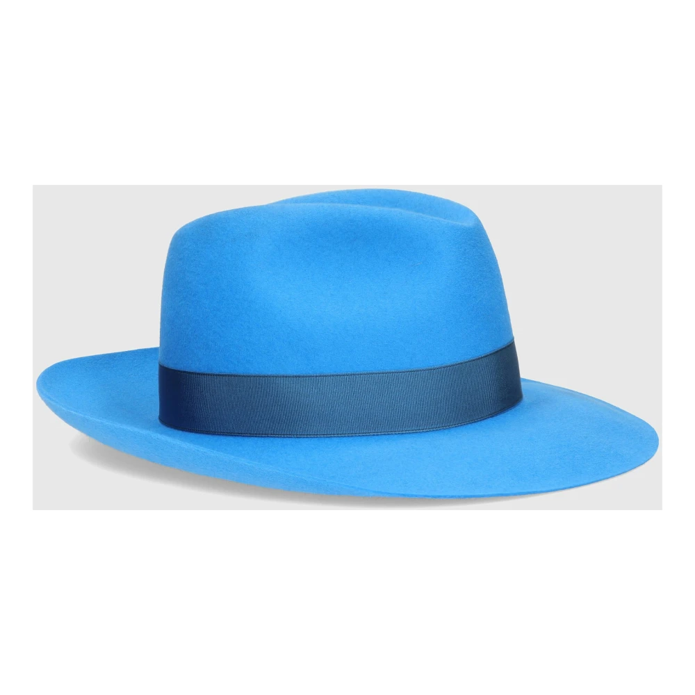Borsalino Klassieke Fedora Hoed Brede Rand Blue Heren