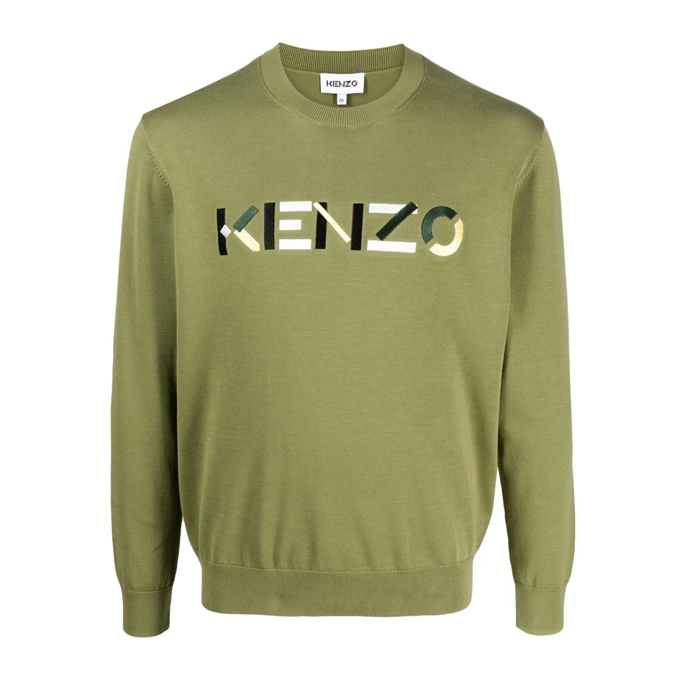 Kenzo Logo Katoenen Trui voor Heren Green Heren