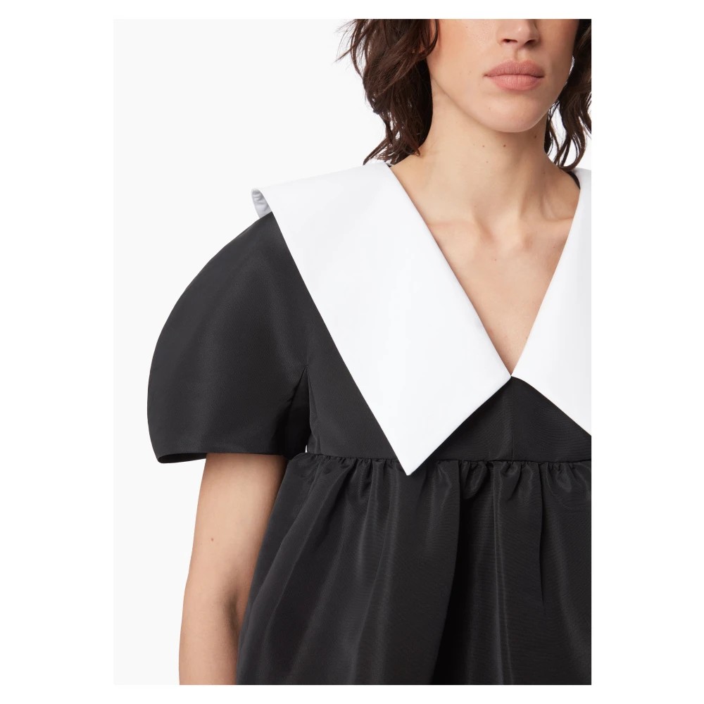 Nina Ricci Zwarte Taffeta Babydoll Top Black Dames