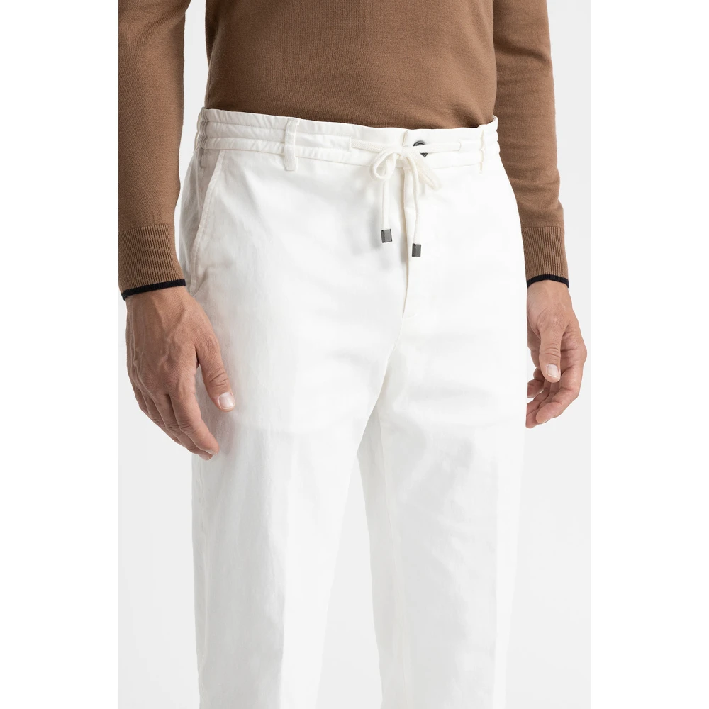 PESERICO Katoen tencel en zijden joggers White Heren