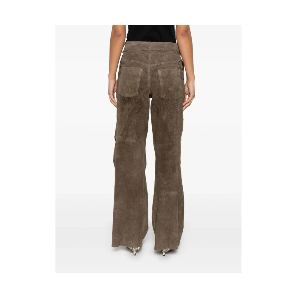 Salvatore Santoro Beige Leren Broek met Zakken Brown Dames