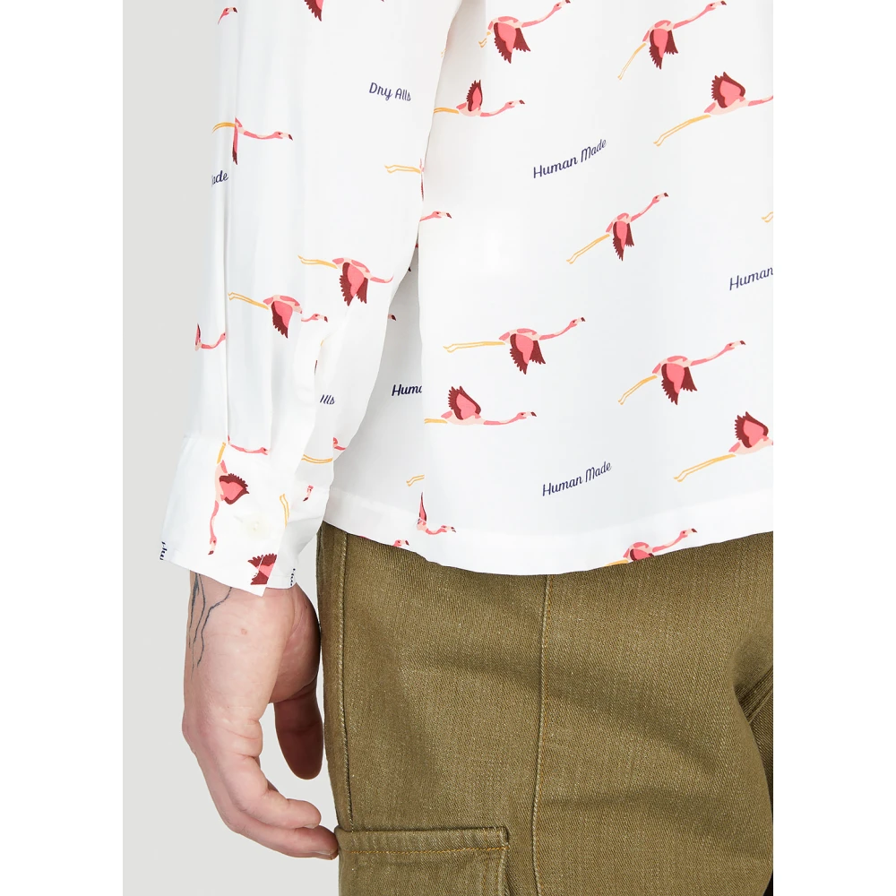 Human Made Flamingo Print Overhemd White Heren