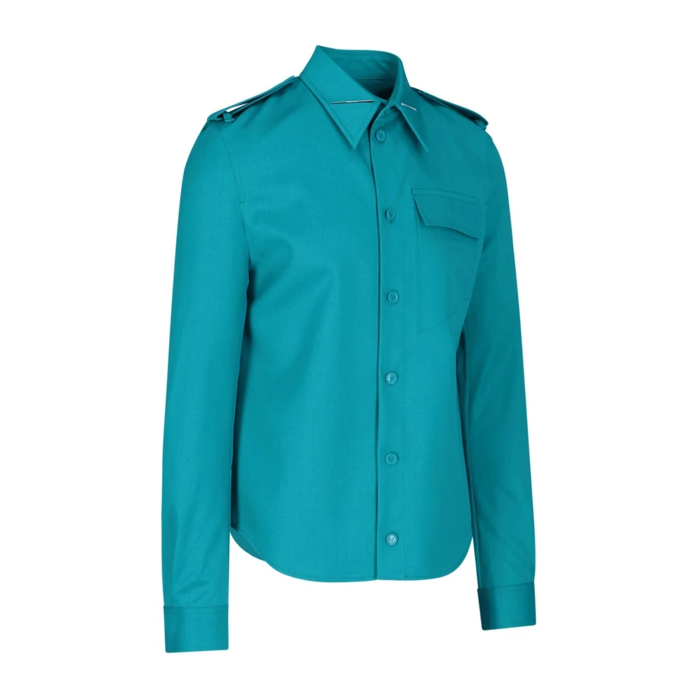 Bottega Veneta Wollen overhemd met knoopsluiting Green Heren