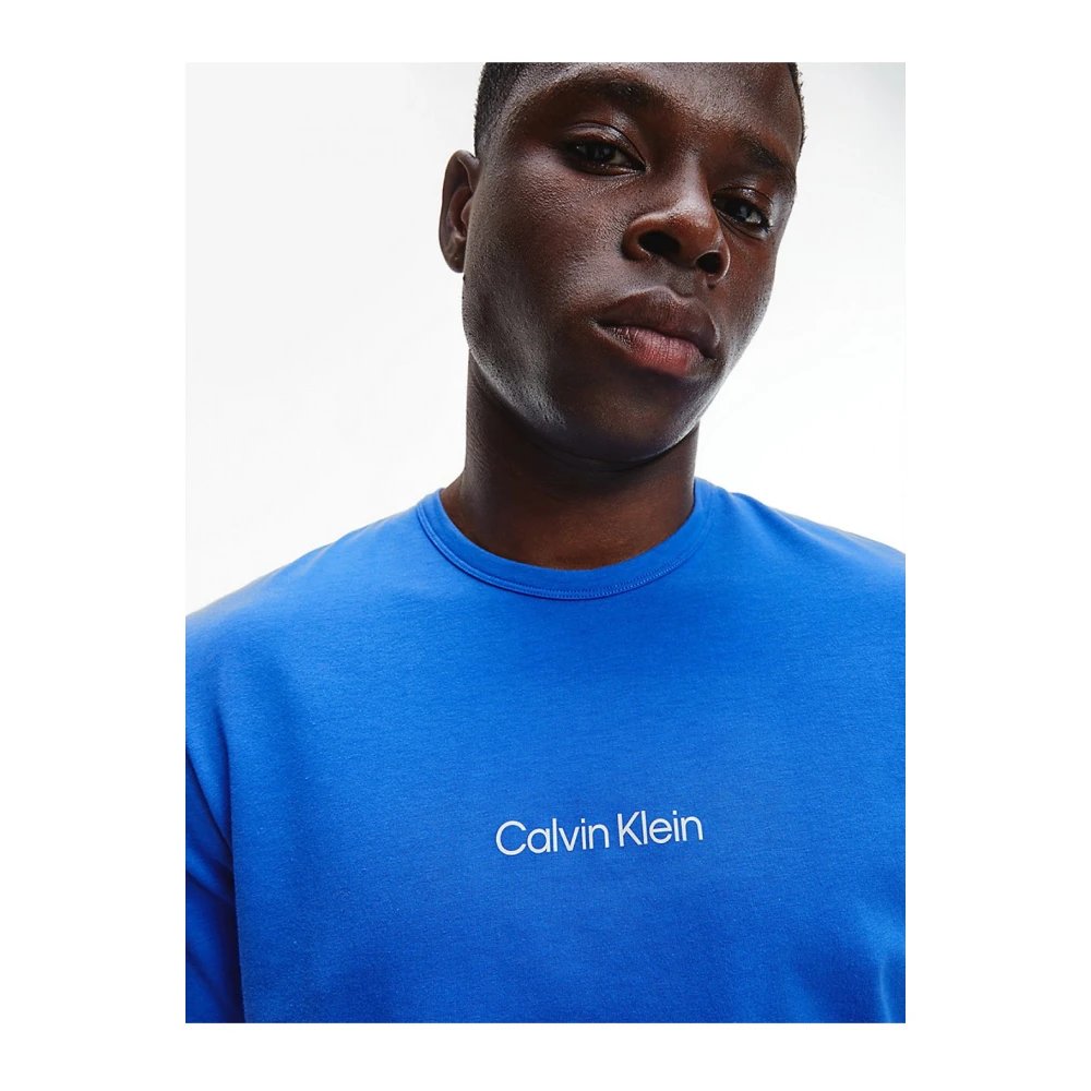 Calvin Klein Logo T-shirt Stretch Blauw Blue Heren