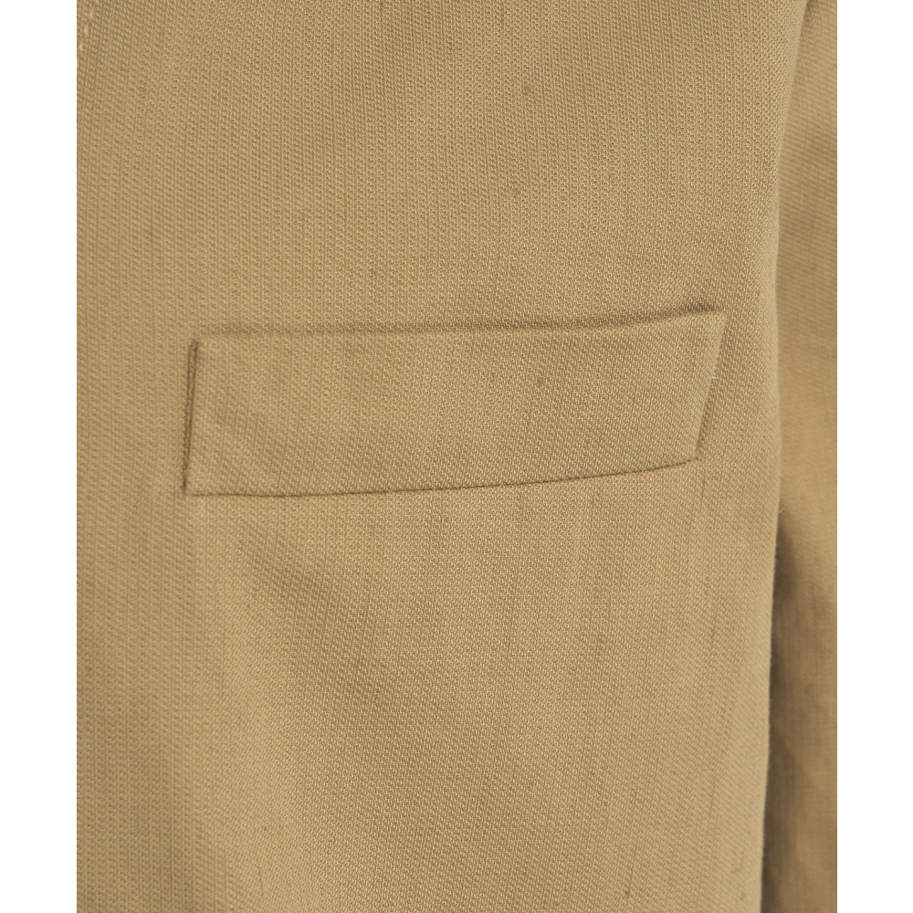 Paolo Pecora Bruine Linnen Blend Overshirt Jas Brown Heren