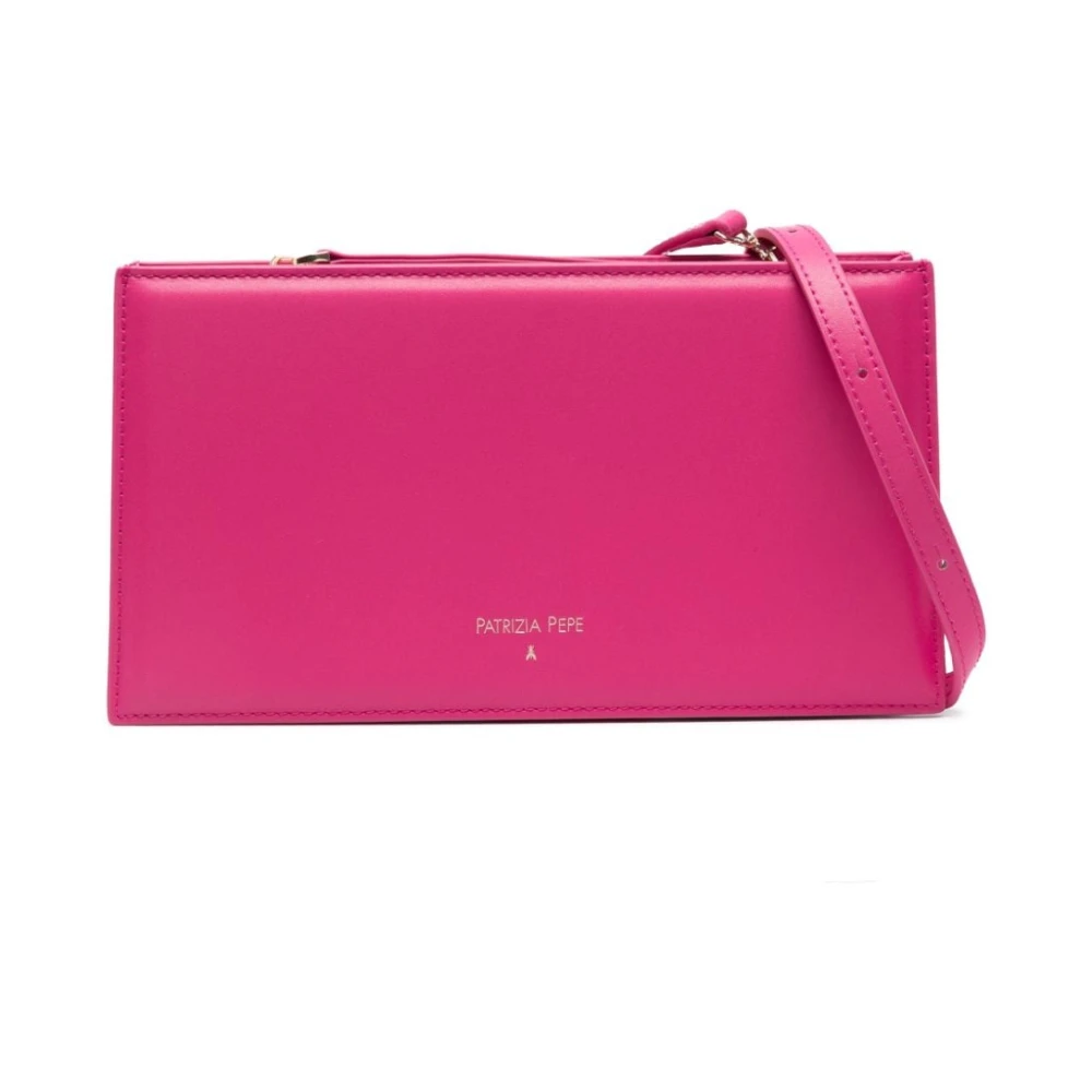 PATRIZIA PEPE Fuchsia Leren Schoudertas met Logo Pink Dames