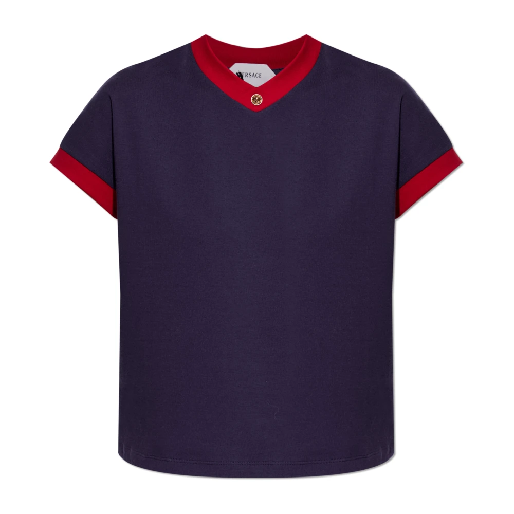 Versace Femme Bleu Tops, Taille: 32 Fr Stretch Cotton-Jersey T-Shirt