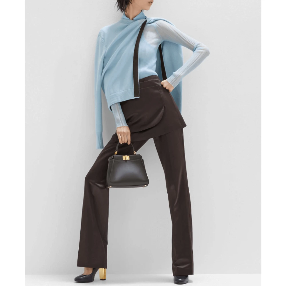 Fendi Hoge taille satijnen broek slim-fit uitlopend Brown Dames