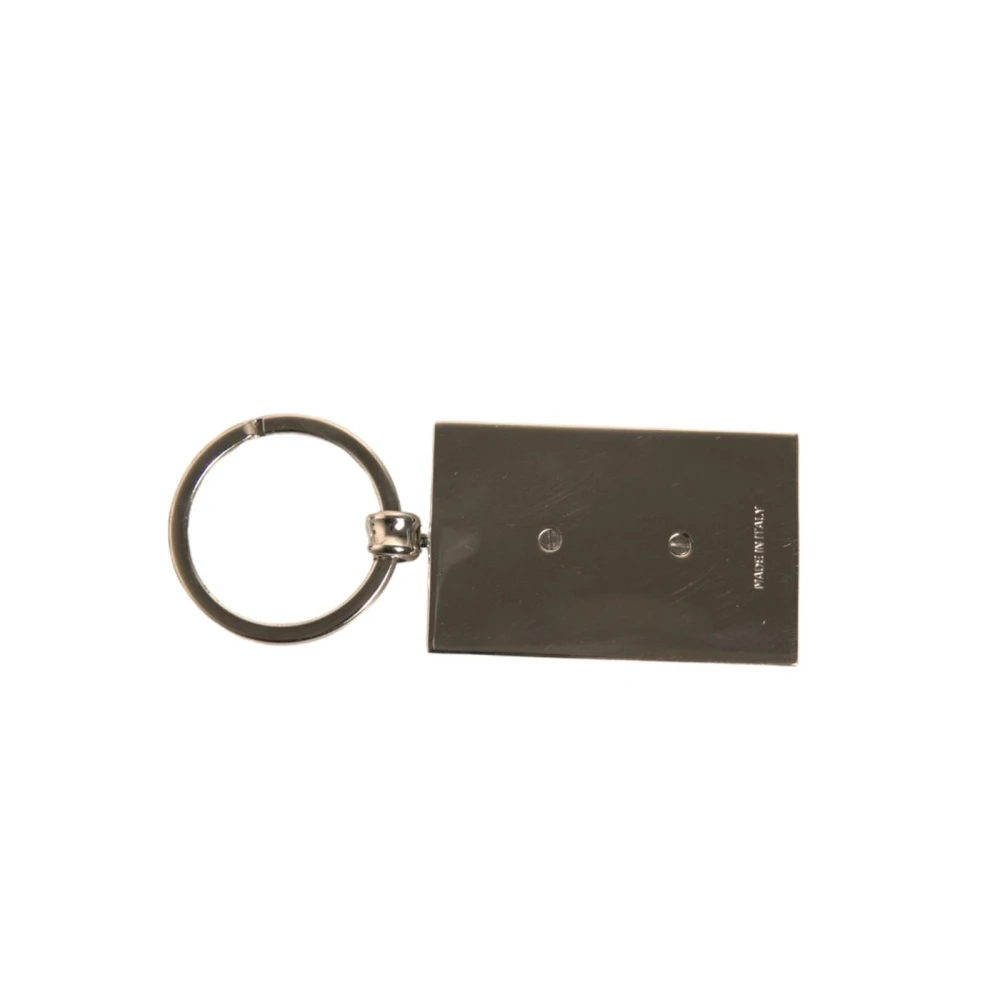Dolce & Gabbana Luxe Leren Sleutelhanger met Metalen Ring Black Heren