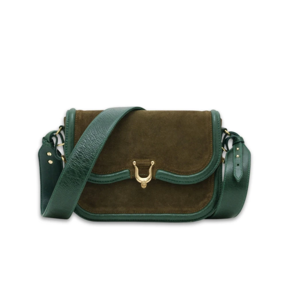 Claris Virot Bronzen Groene Leren Schoudertas Green Dames
