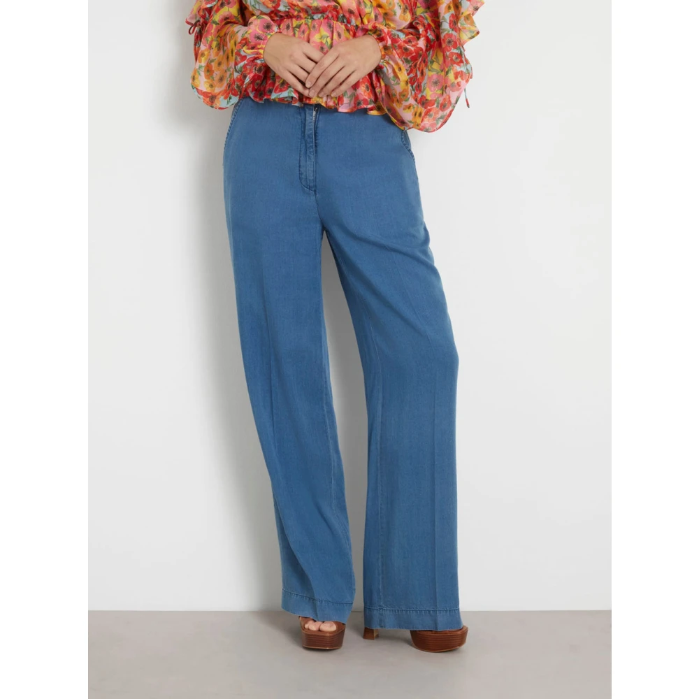 Guess Palazzo Stijl Dames Zwarte Lyocell Jeans Blue Dames