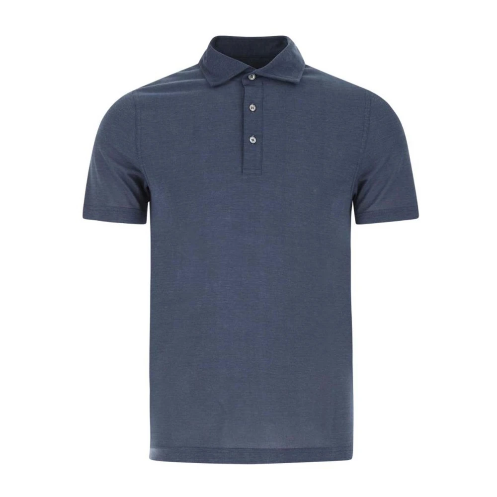 Fedeli Klassieke Polo Shirt Blauw Moderne Pasvorm Blue Heren