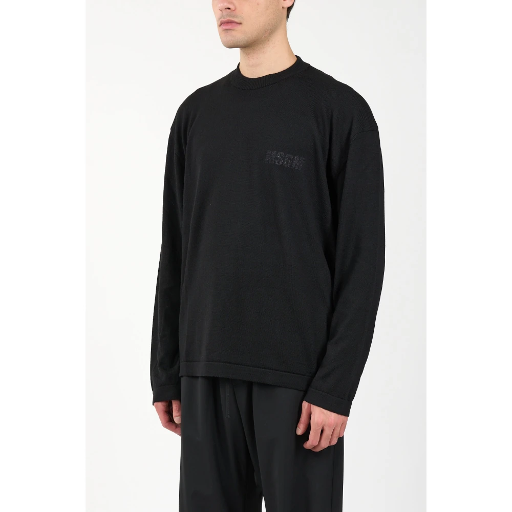 Msgm Logo Wollen Trui Black Heren