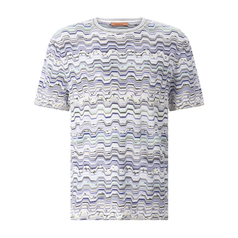 Missoni Herr Multicolor Stickade Tröjor 2XL, Bomull, Stickad Tröja Med Rund Hals