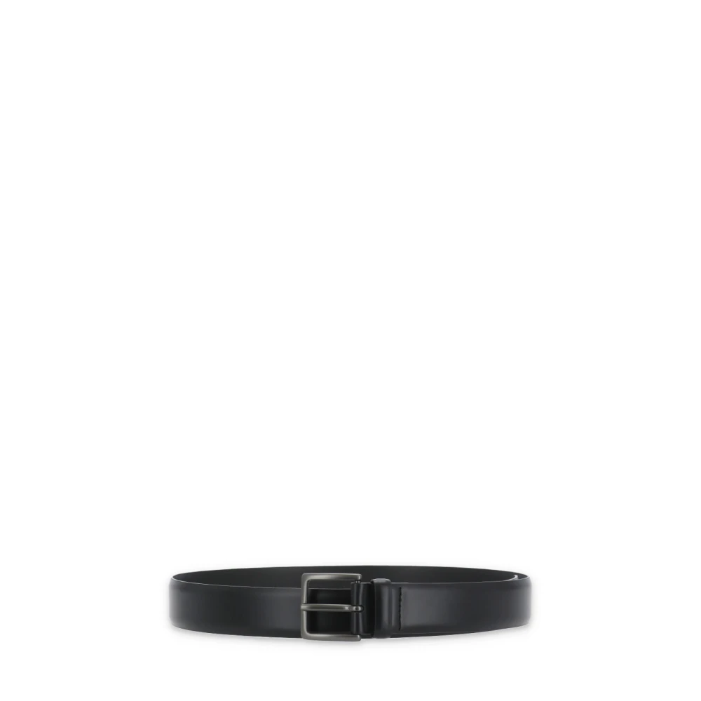 Orciani Zwart gladleren riem met logo Black Heren