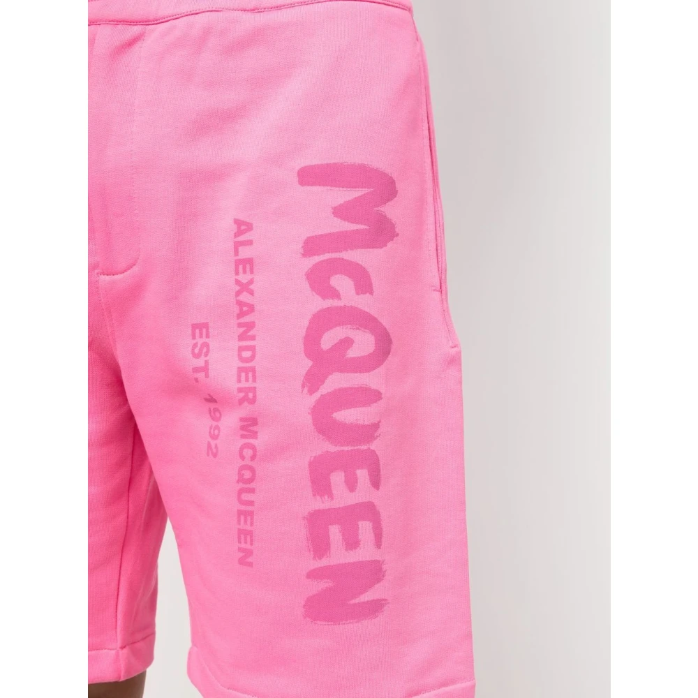 alexander mcqueen Roze Logo-Print Katoenen Shorts Pink Heren