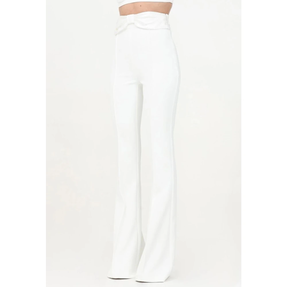 Elisabetta Franchi Wijde Pijp Strik Patroon Broek White Dames