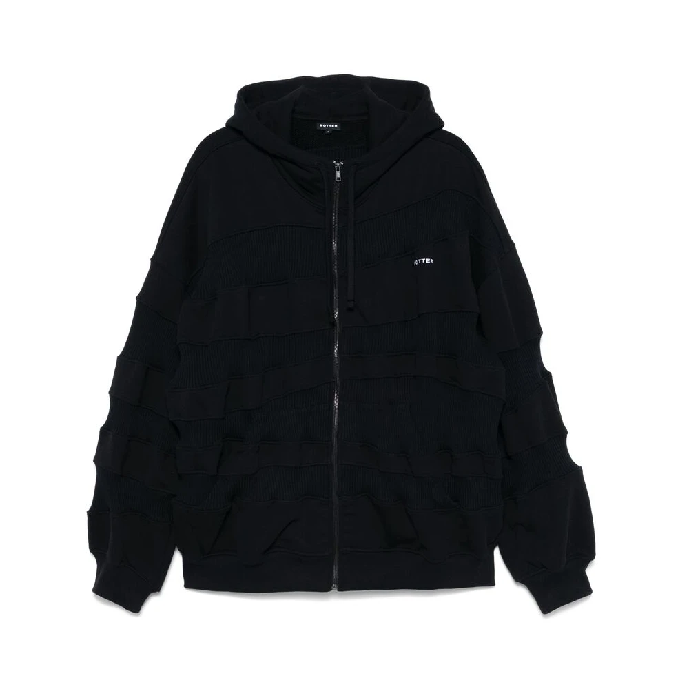 Botter Zwarte Hoodie met Rits Black Heren