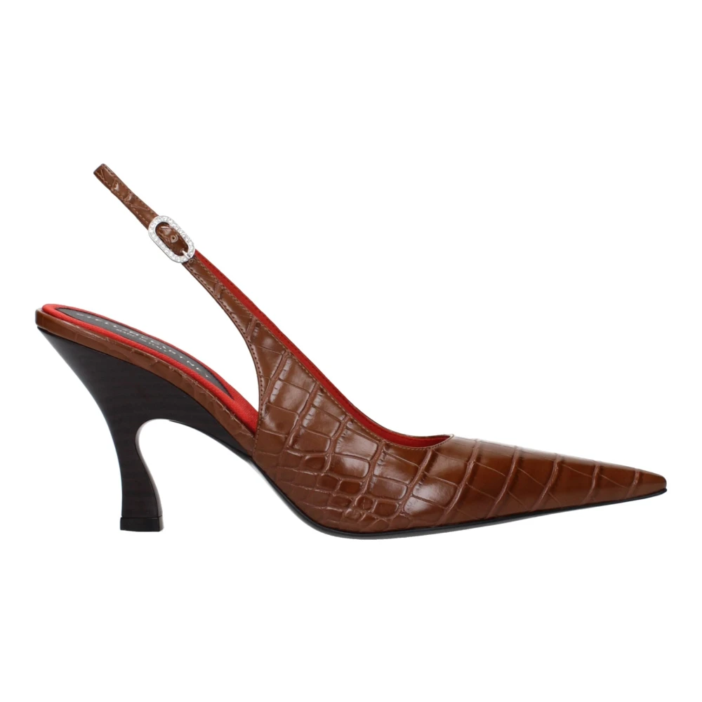 Stella Mccartney Women's Brown Leather High Heel Rhinestone Pumps - Pumps - 6 Uk- Shoes
