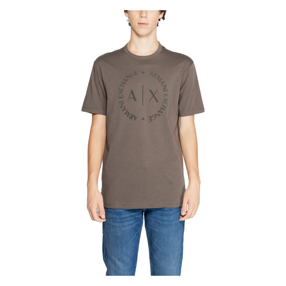 Armani Exchange Bruin Effen Ronde Hals T-shirt Brown Heren
