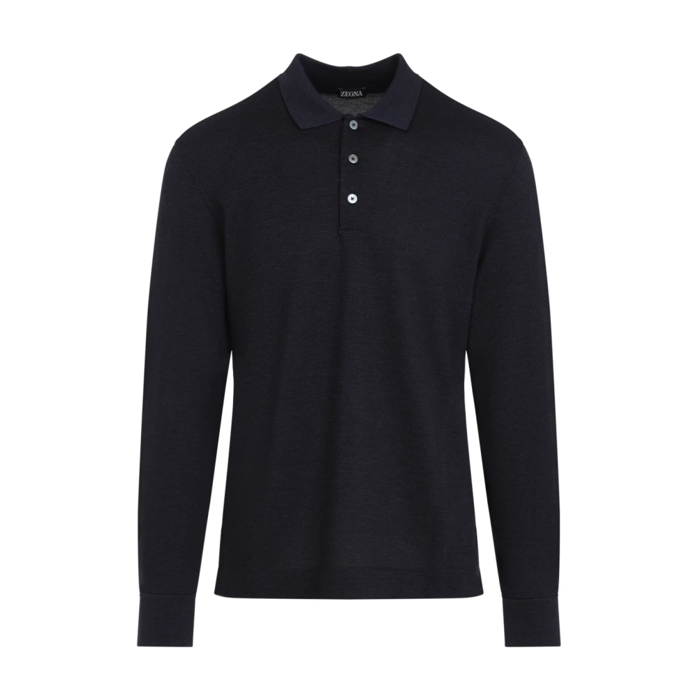 Ermenegildo Zegna Blauw Navy Polo Shirt Blue Heren