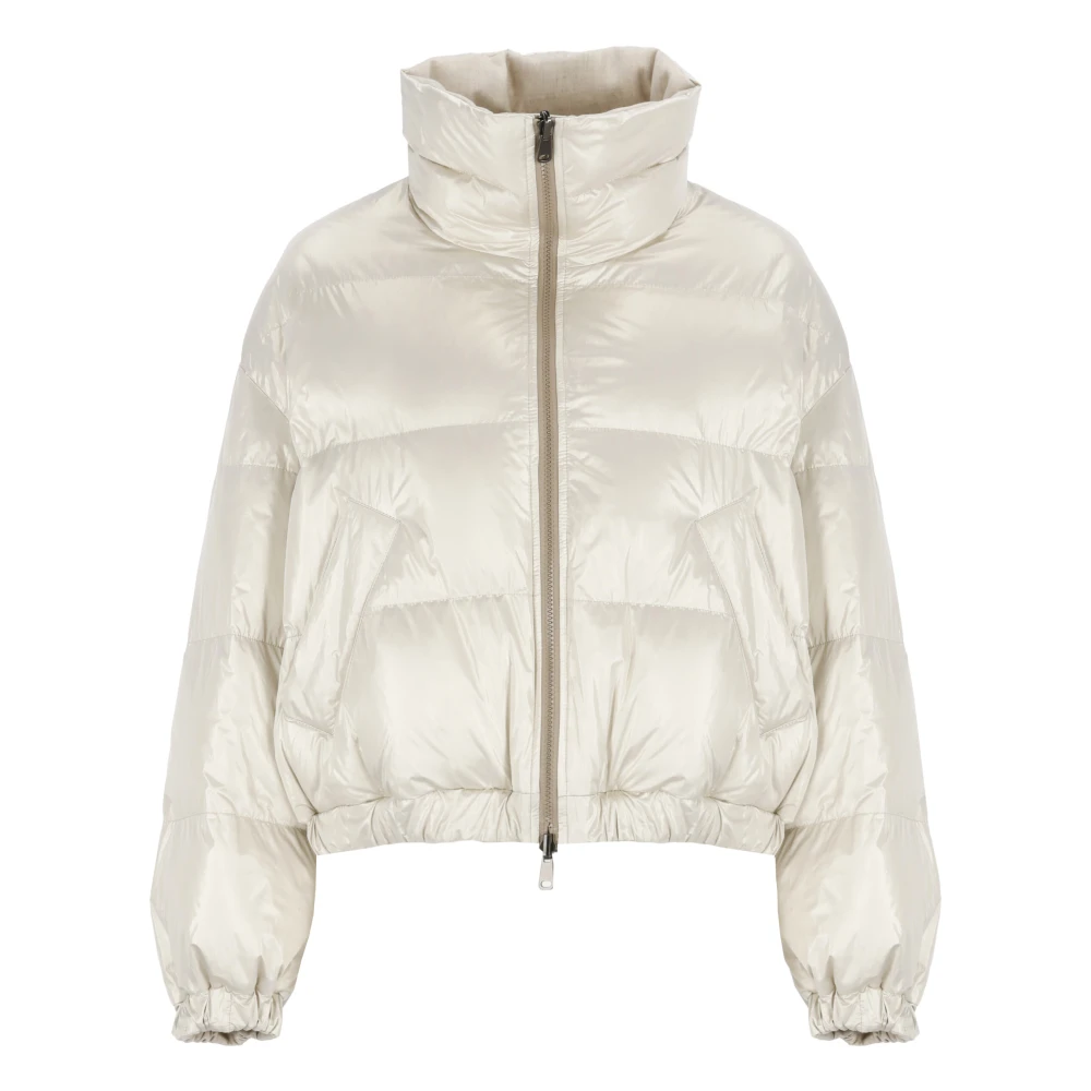 BRUNELLO CUCINELLI Gewatteerd Donsjack met Messing Detail Beige Dames