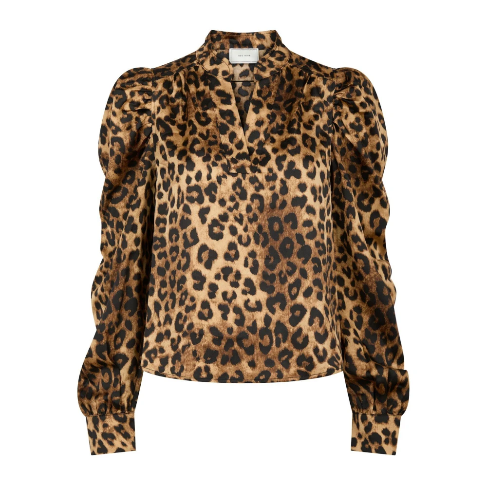 NEO NOIR Luipaardprint Blouse Rosslyn Stijl Brown Dames