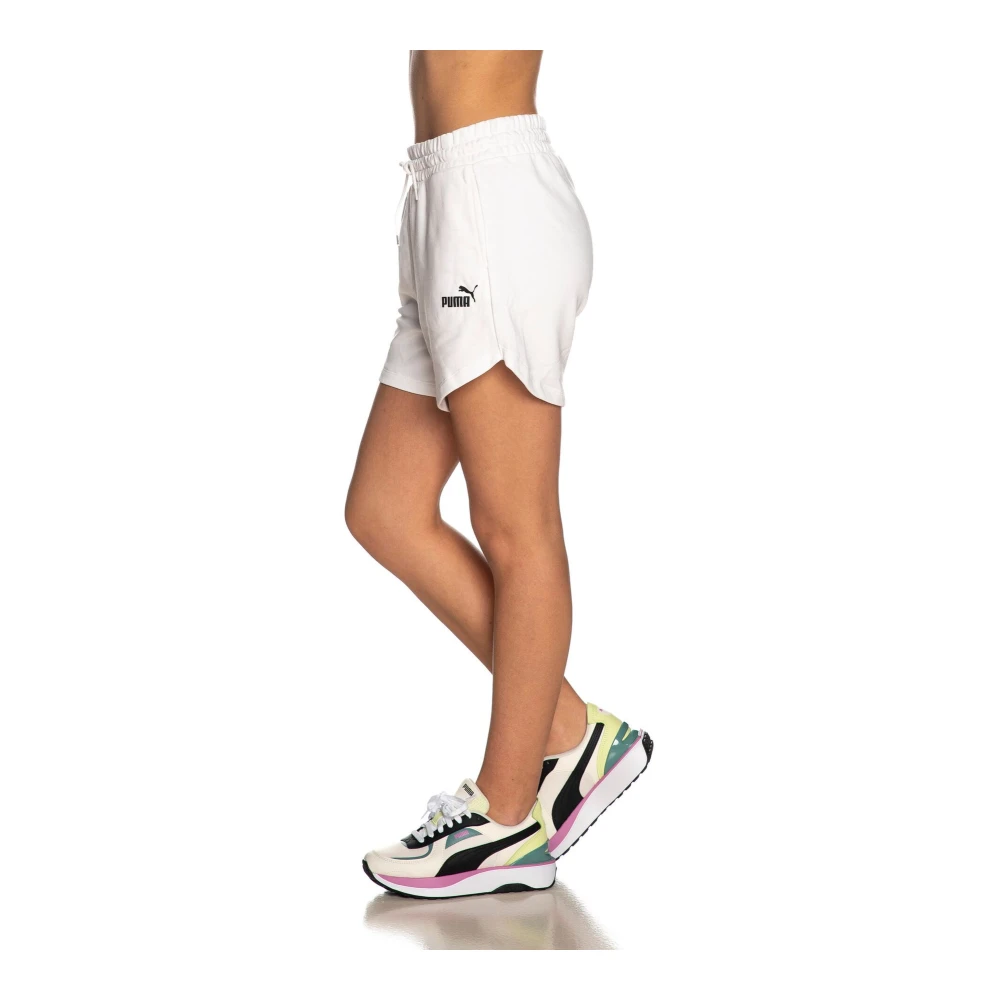 Puma Hoge taille dames fleece Bermuda shorts White Dames