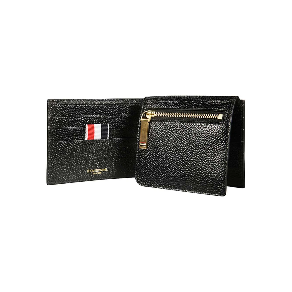 Thom Browne Leren portemonnee met rits en vakken Black Heren