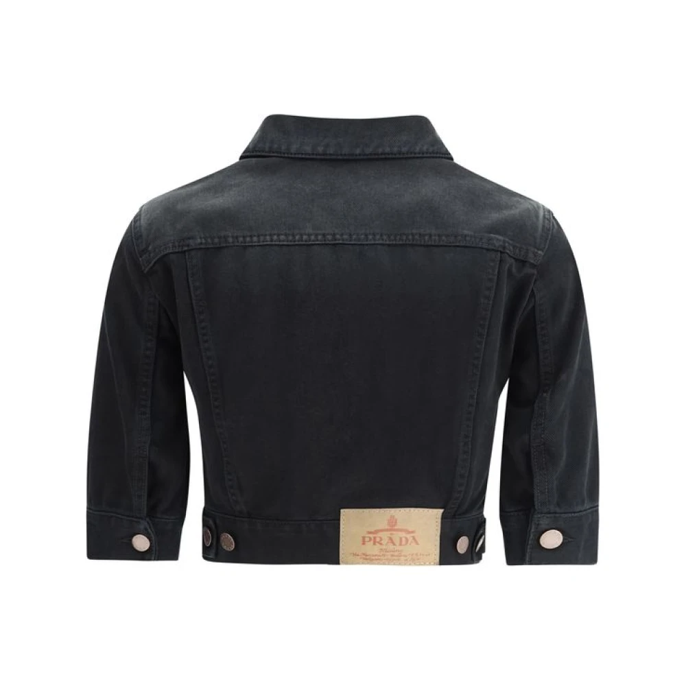 Prada Denim jack met klassieke kraag Black Dames