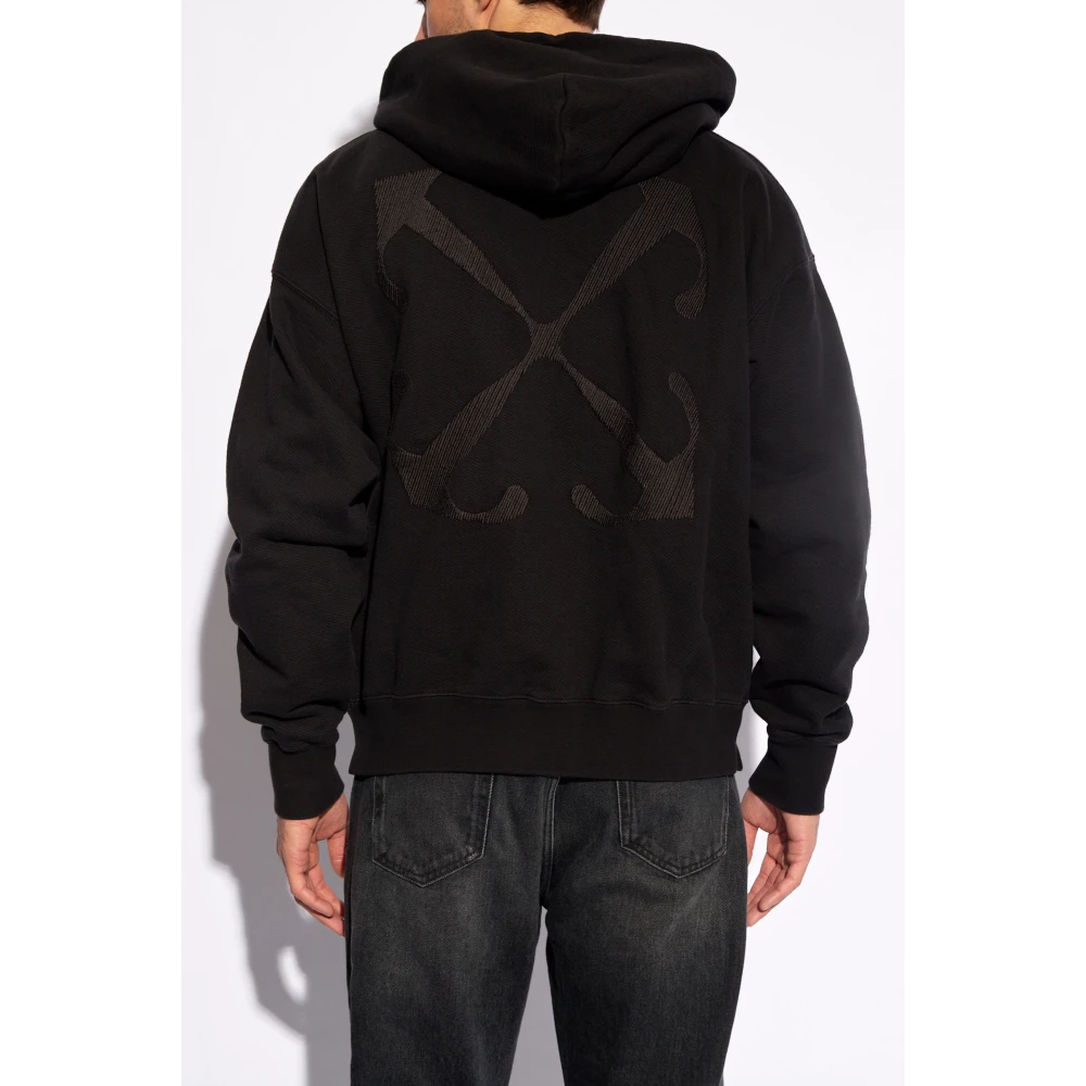 Off White Hoodie with logo Black Heren