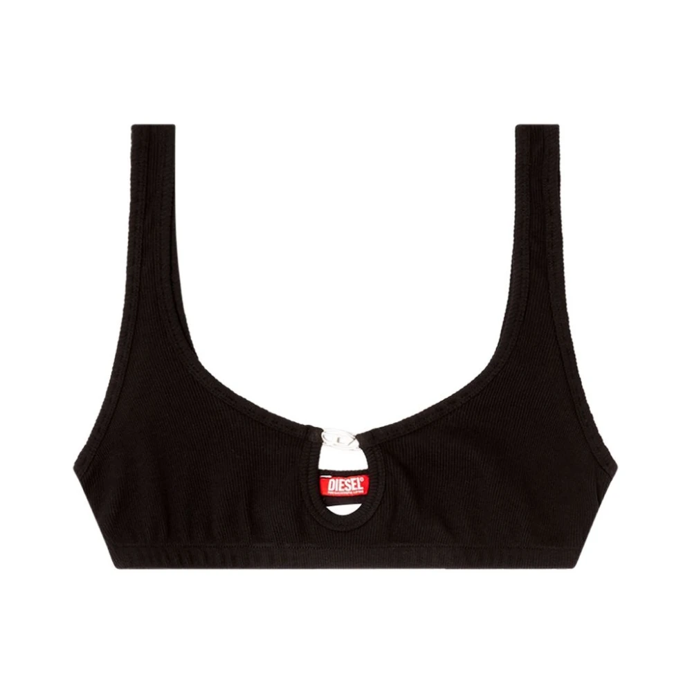 Diesel Black Florence Ribbed Keyhole Bralette - Female - Sleeveless Tops - M - Tops