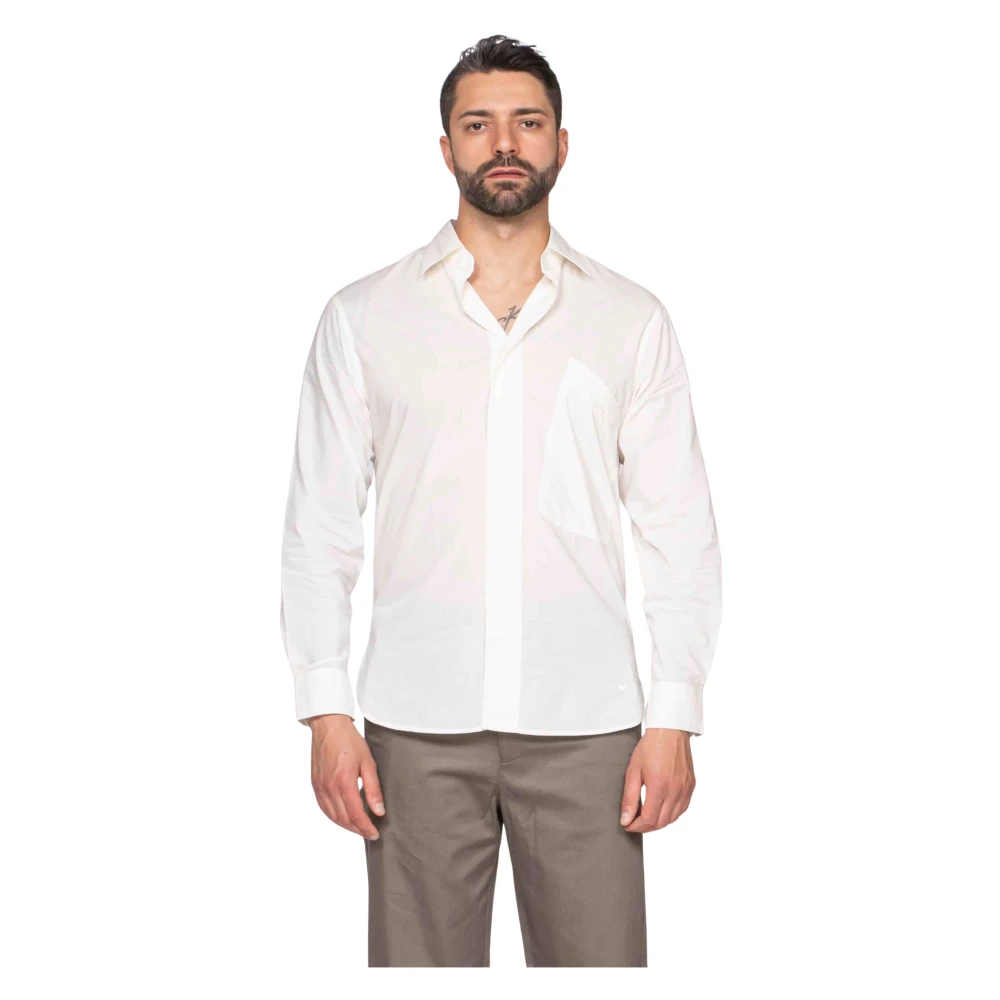 Emporio Armani Mannelijk Wit Overhemden Heren, L, Shirts