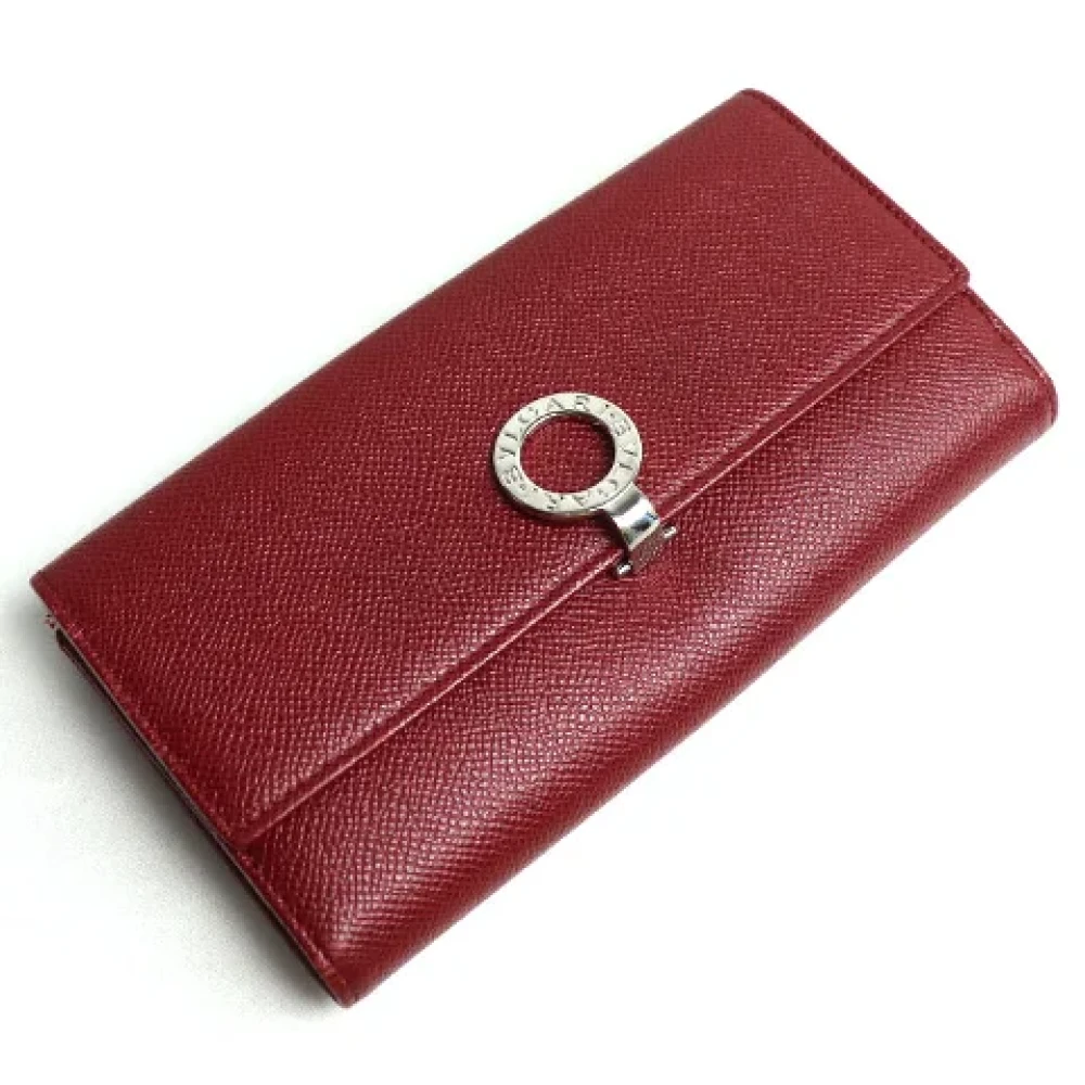 Bvlgari Vintage Pre-owned Leather wallets Red Dames