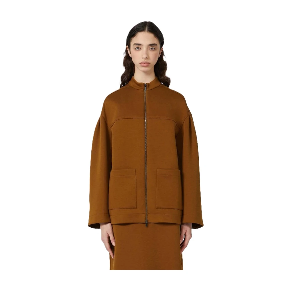 Max Mara Women's Brown Zip-Throughs, S, Cadiz Sweatshirt