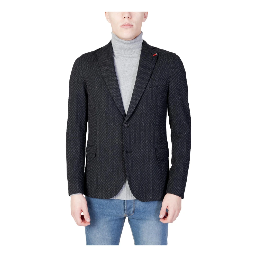 Mulish Men's Black Classic Blazer With Lapel Collar