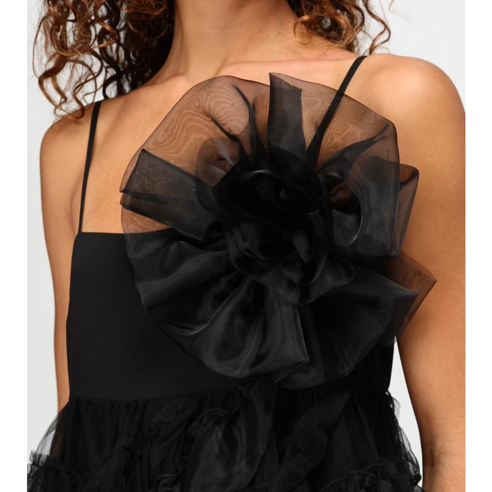 Twinset Korte Tule en Organza Jurk Black Dames