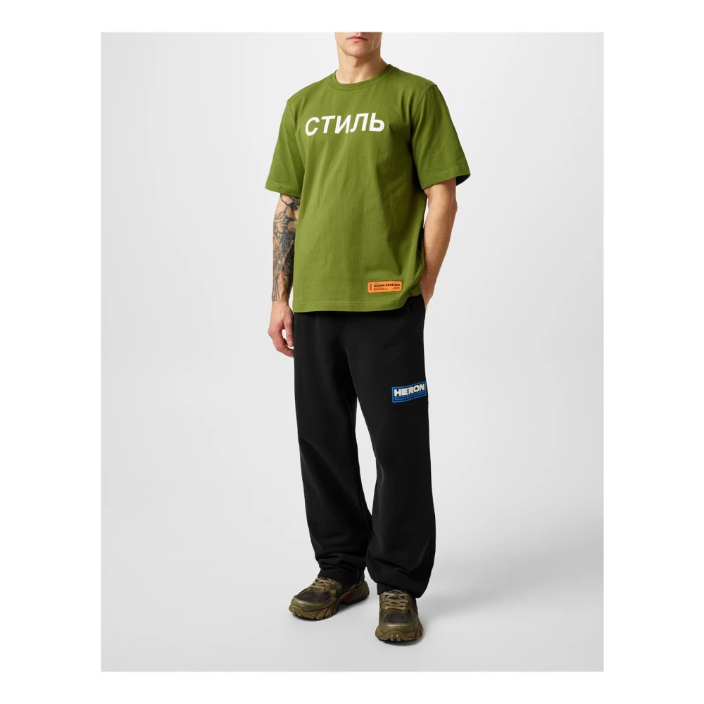 Heron Preston Ctnmb Logo T-Shirt Groen Wit Korte Mouw Green Heren