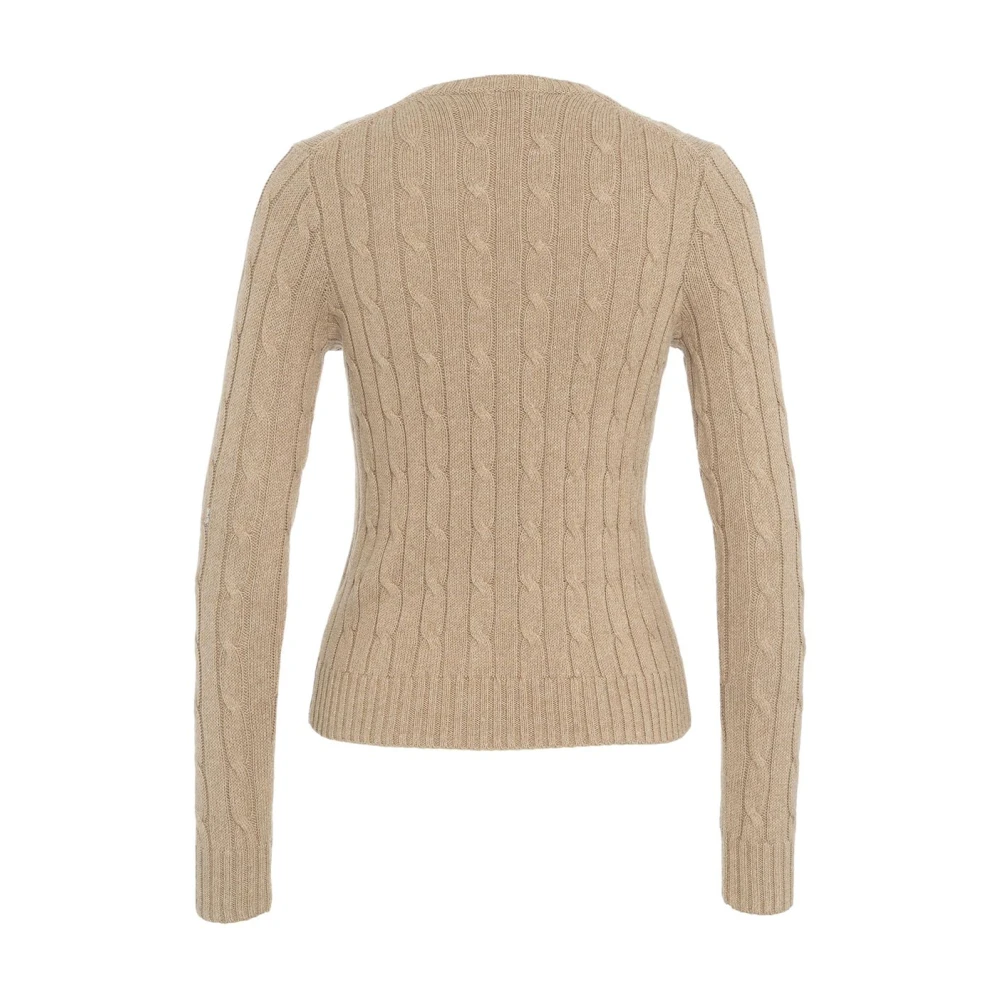Polo Ralph Lauren Beige Kabel Gebreide V-Hals Trui Beige Dames