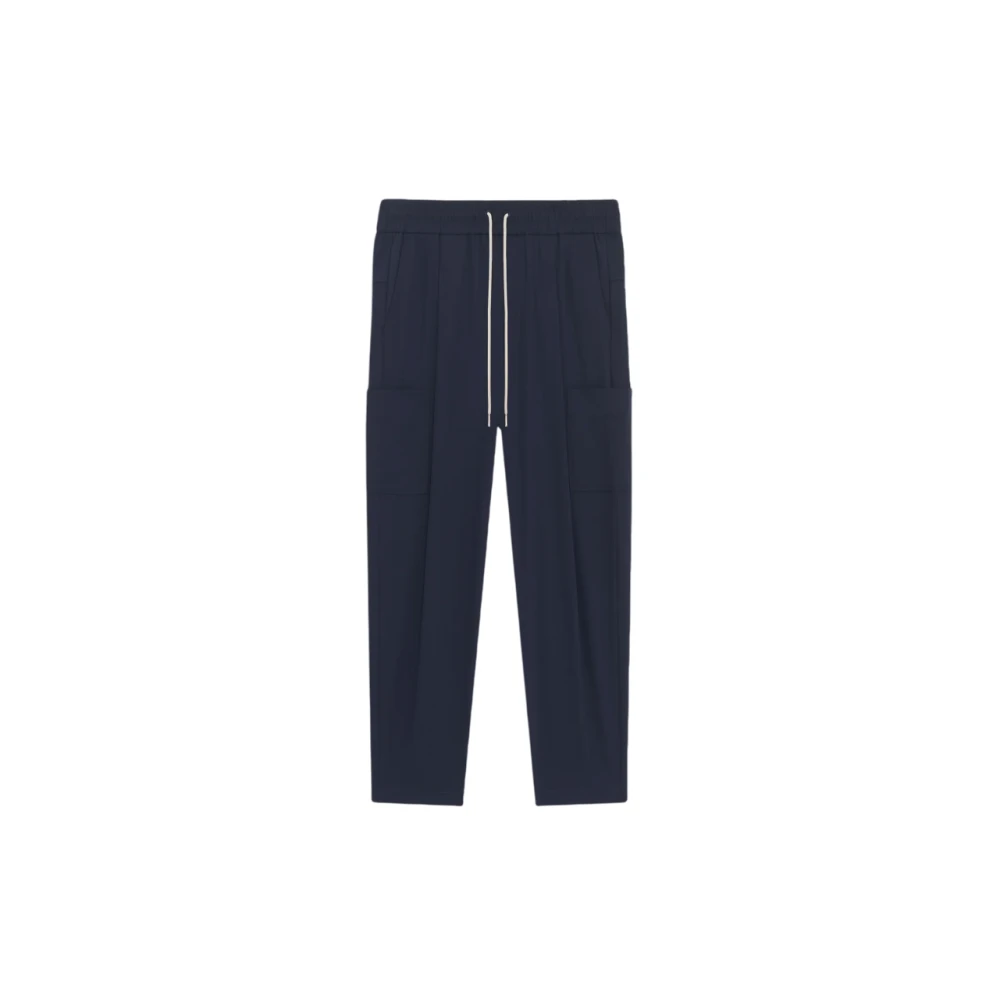 Drole de Monsieur Navy Blauwe Cropped Cargo Broek Blue Heren