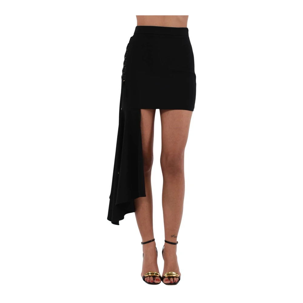 Elisabetta Franchi Asymmetrische Mini Jurk met Kruisende Veters Black Dames