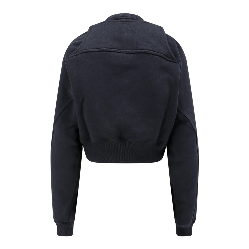 Off White Logo Front Katoenen Sweatshirt Crop Fit Black Dames