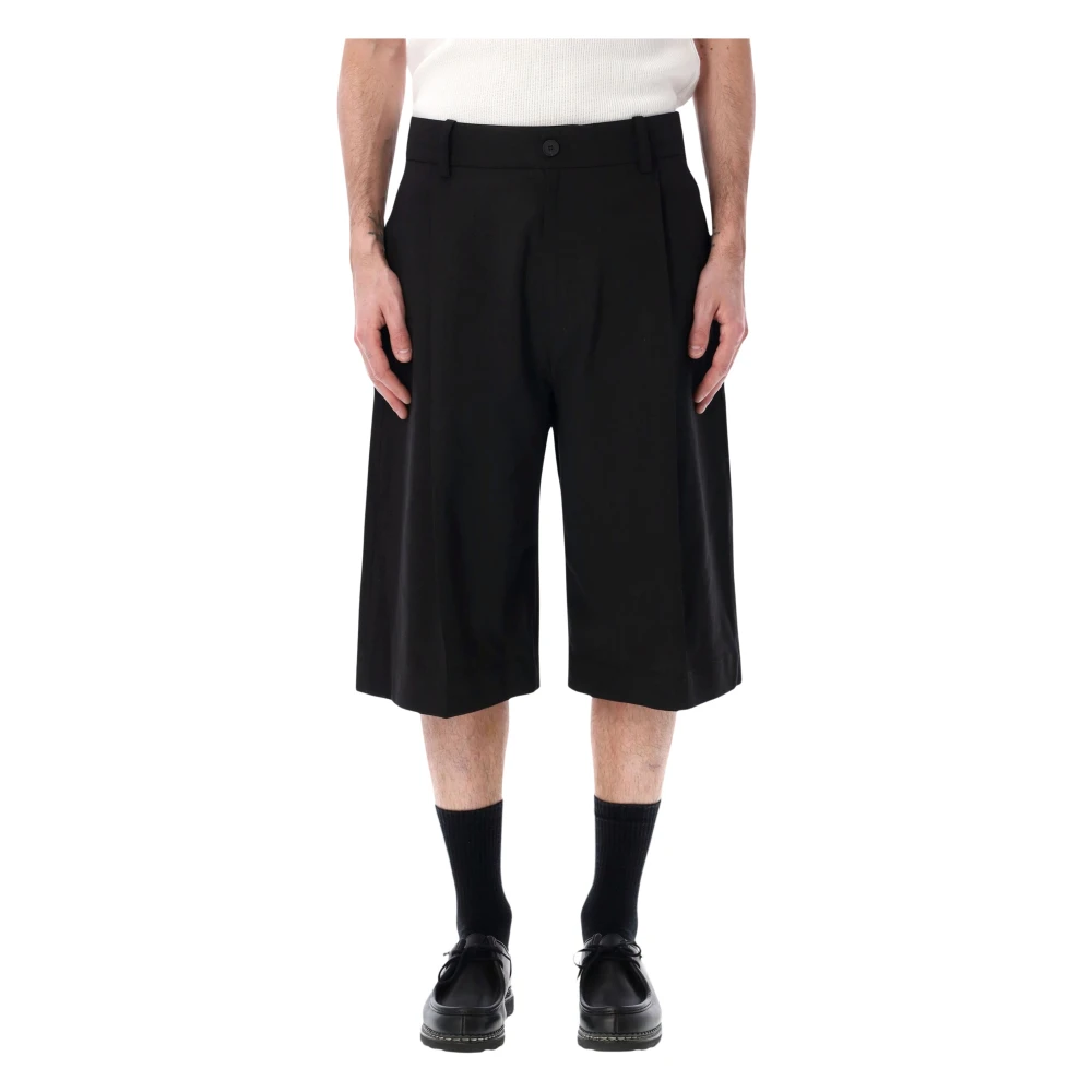 Studio Nicholson Black Fowld Pleat Short - Male - Bermudas - M - Shorts